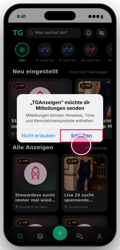 Mitteilungen erlauben